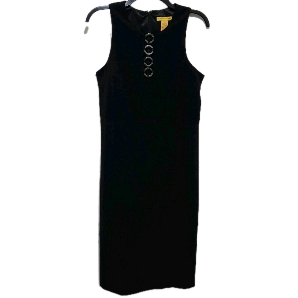 Catherine Malandrino Women's 10 Black Sleeveless Midi Sheath Dress Classic